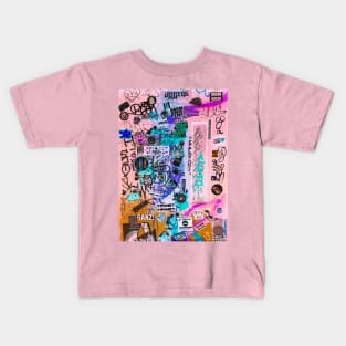 Pink Sticker Style Graffiti Tag NYC Kids T-Shirt